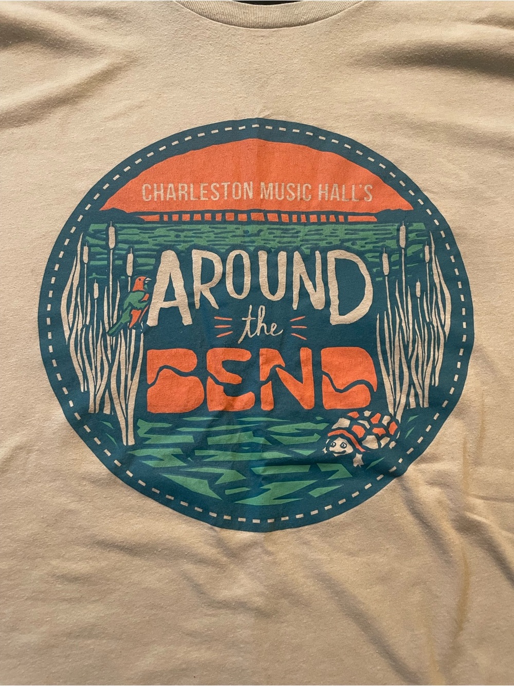 VINTAGE Charleston Music Hall 'Around the Bend' Beige Graphic Tee